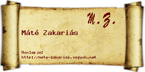 Máté Zakariás névjegykártya